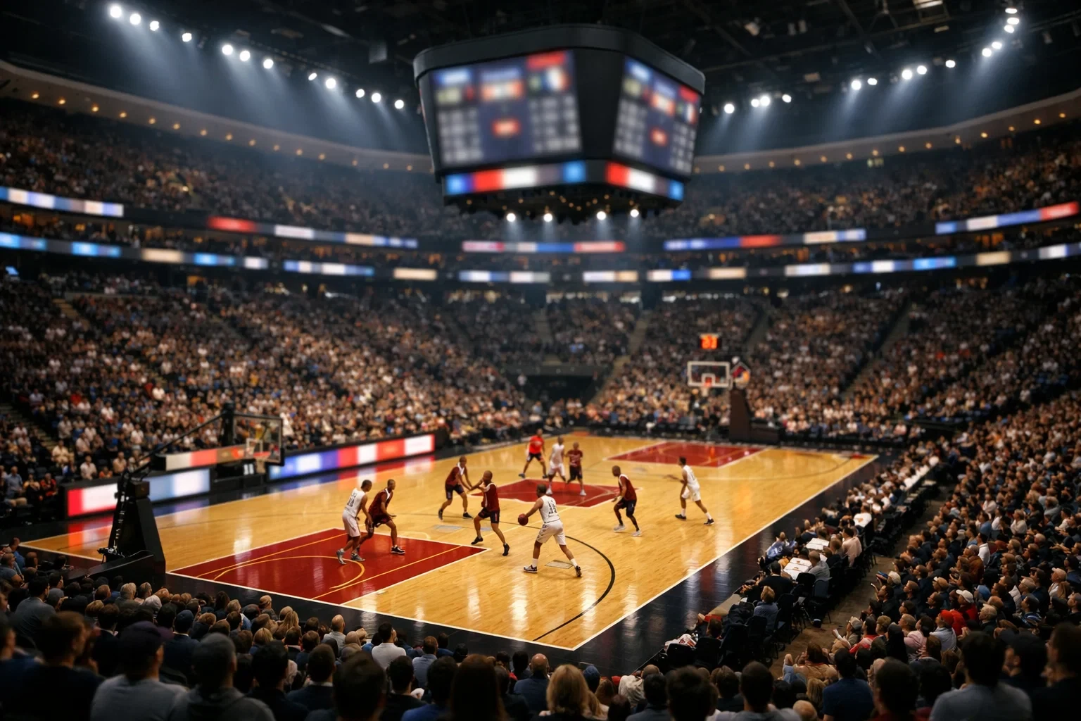 Moderne Basketball-Arena während eines professionellen Spiels