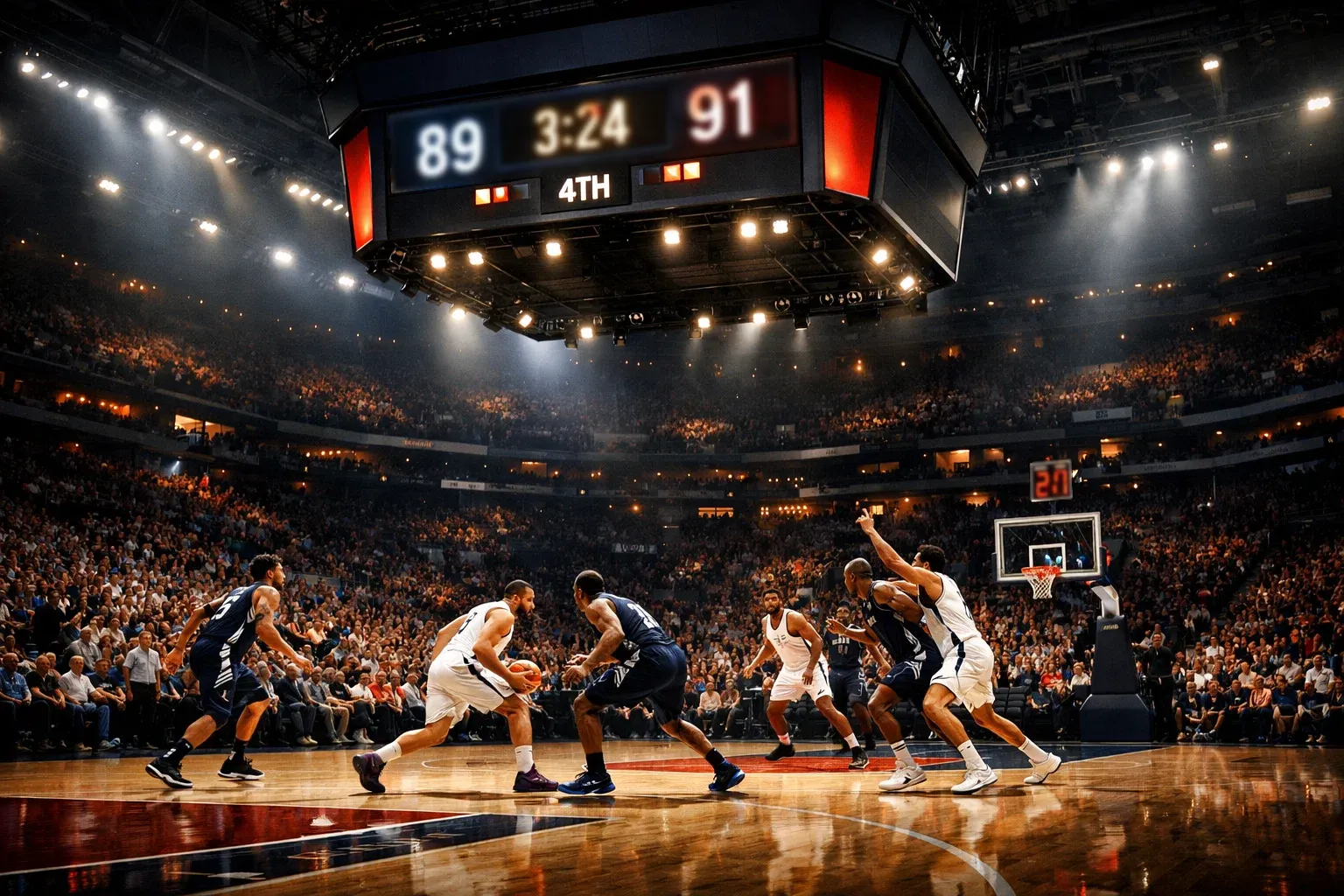 Live NBA Spiel mit Anzeigetafel im Stadion