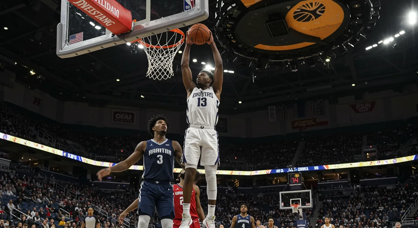 Basketballspieler beim Dunking während eines intensiven Playoff-Spiels