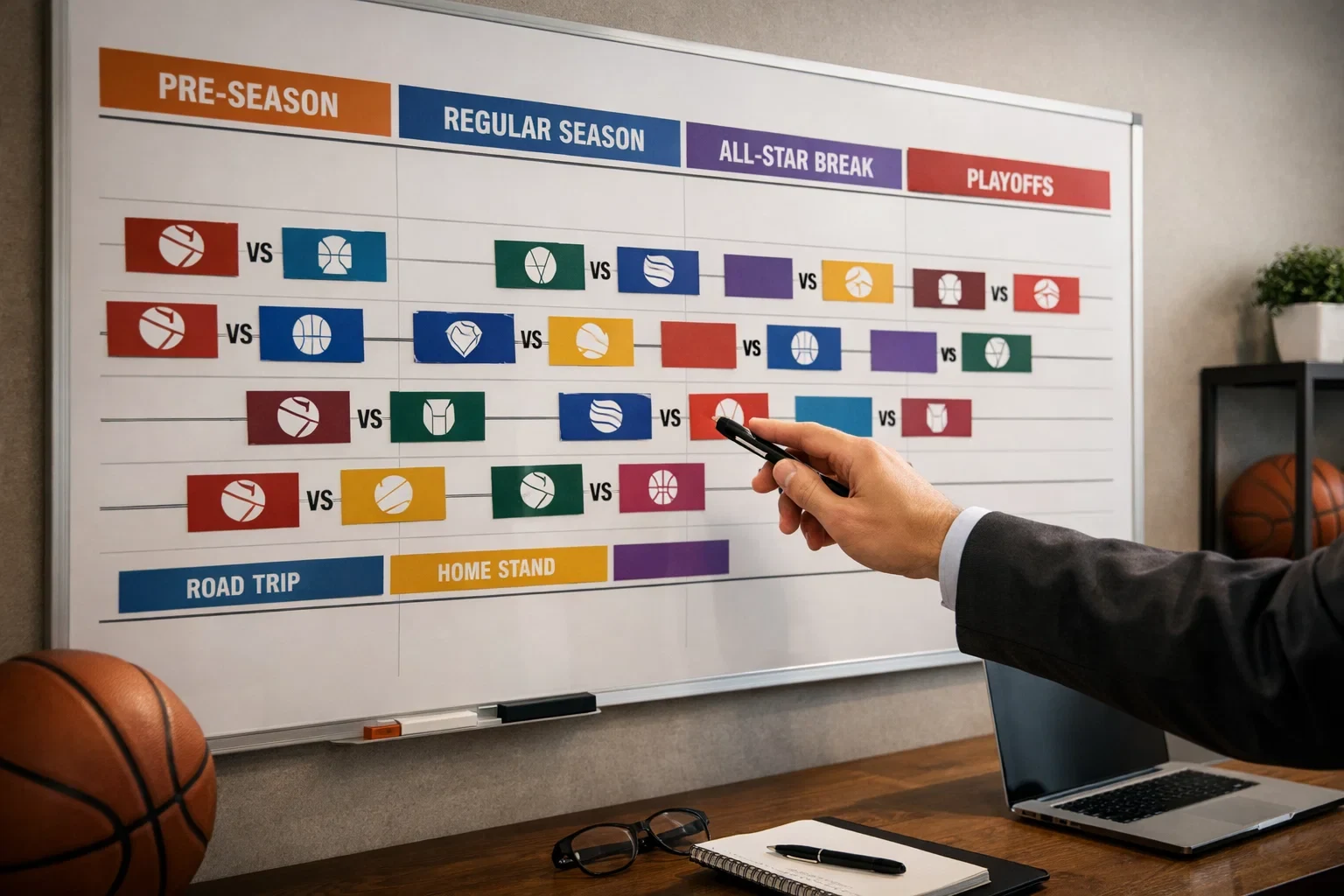 NBA Saisonplan mit Teams und Spielterminen
