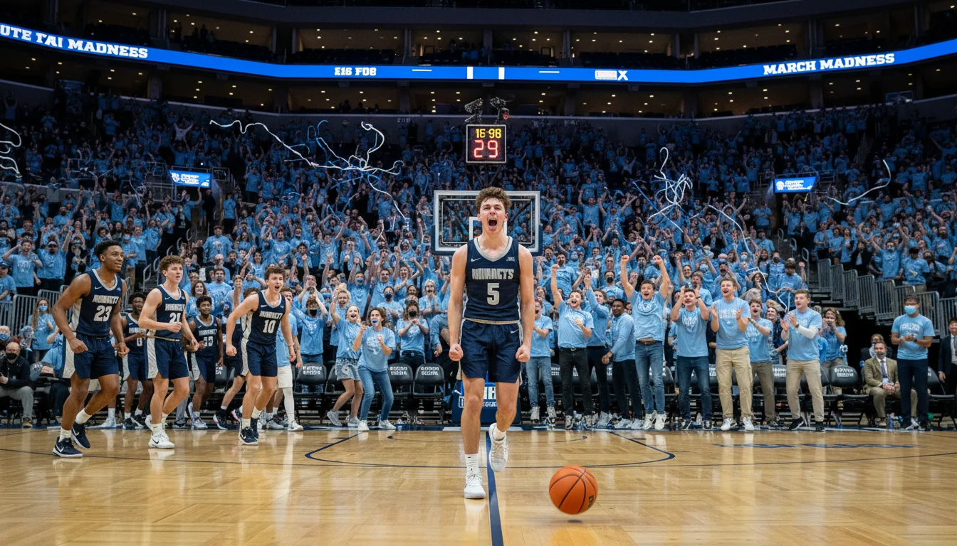 College-Basketballspiel in einer großen Universitätshalle mit begeisterten Fans